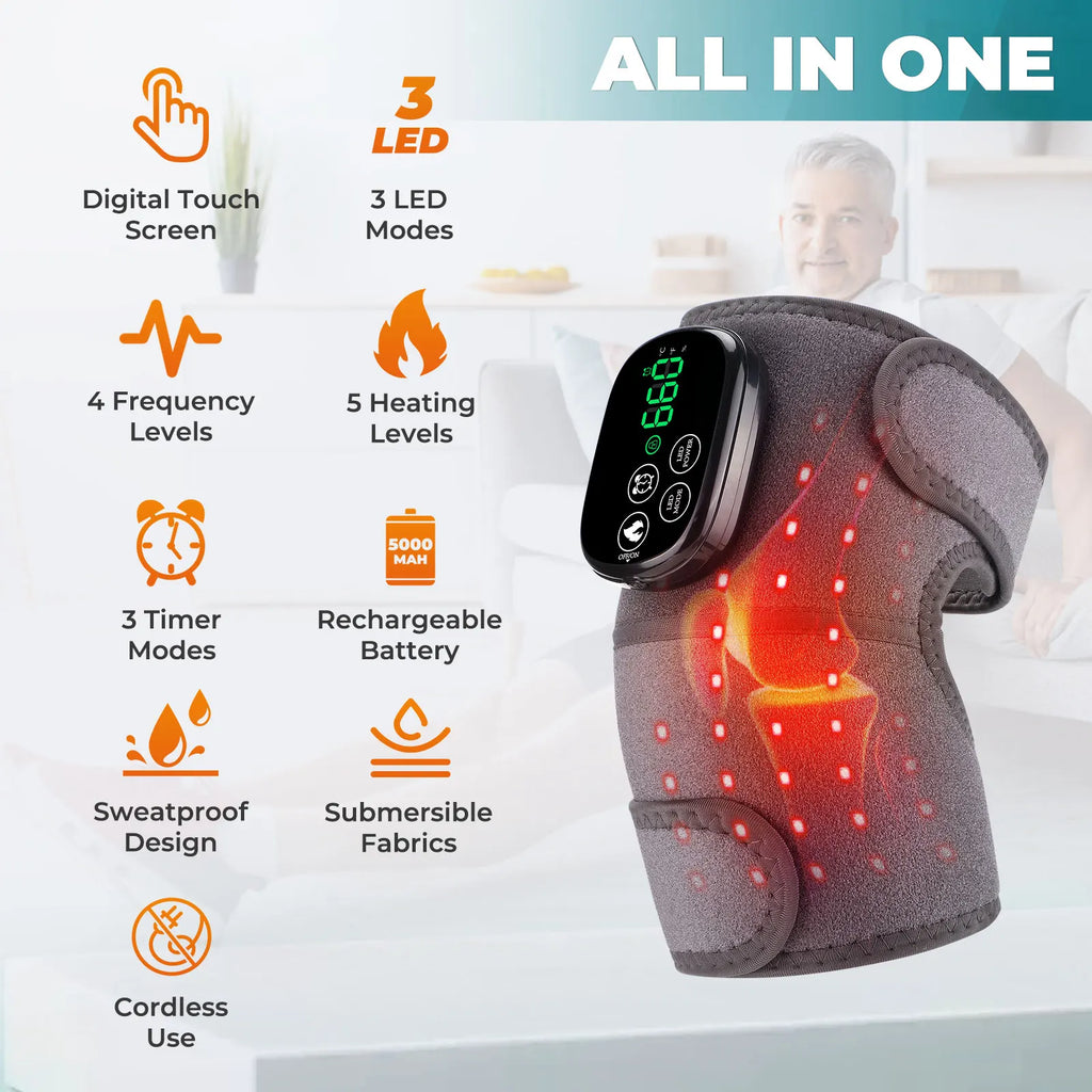 ThermaKnee™ 3-in-1 Heated Knee Massager – Heat, Red Light & Vibration